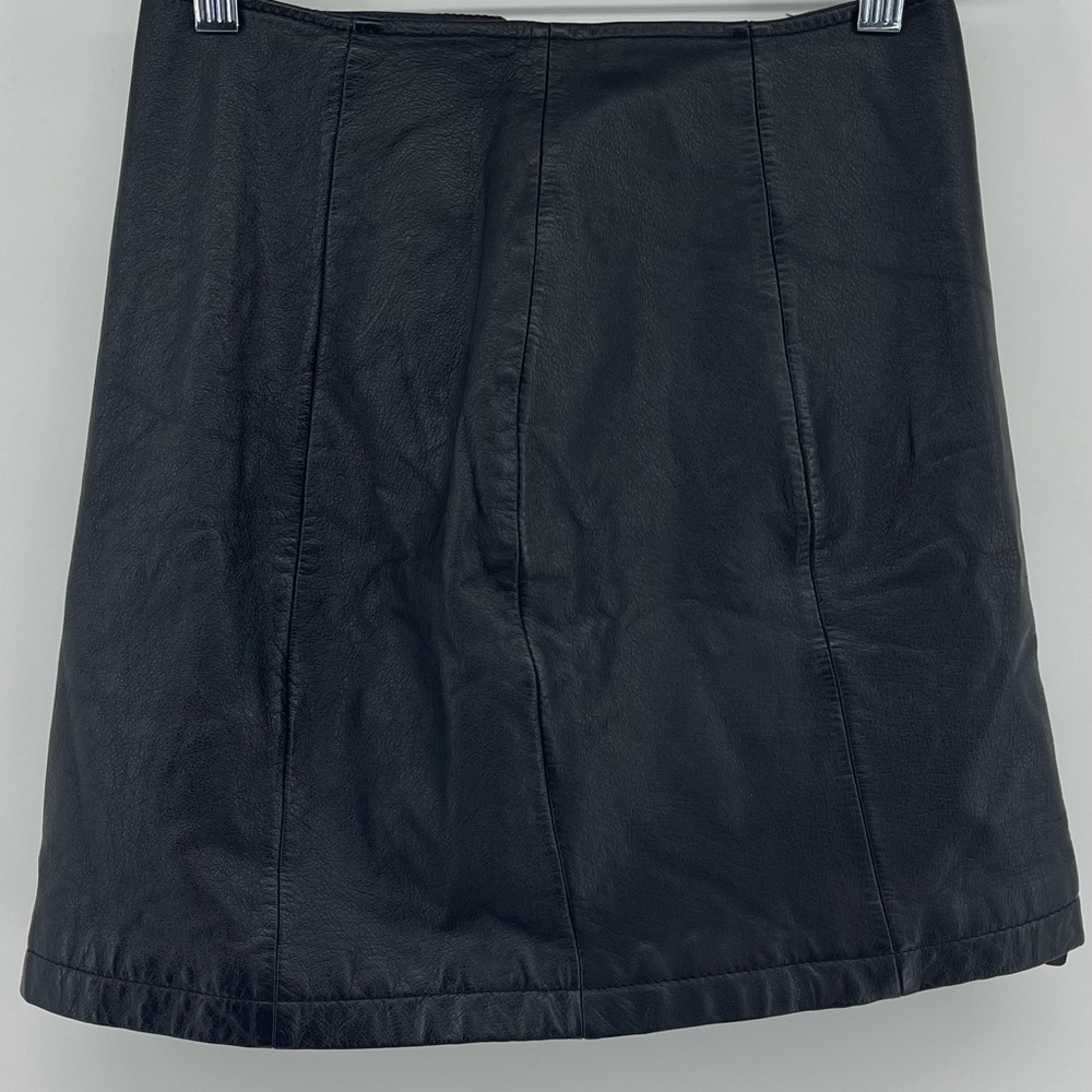 Wilsons Leather Womens Classic 90's Black Leather Classic Back Zip Mini Skirt 4
